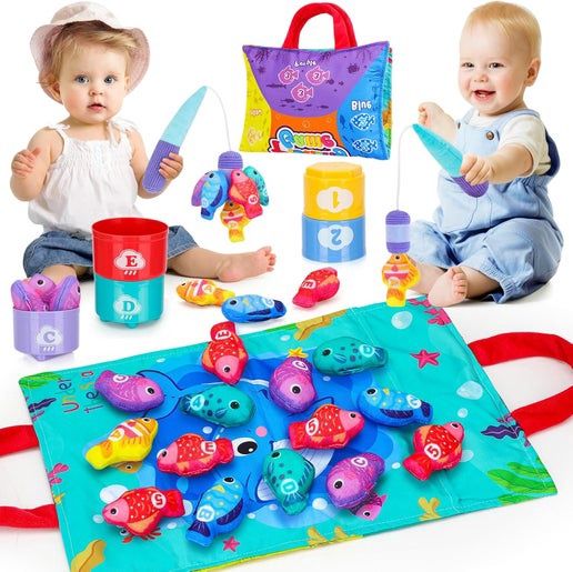 Montessori Toddler Toys 23 pcs Cloth Fishing Game