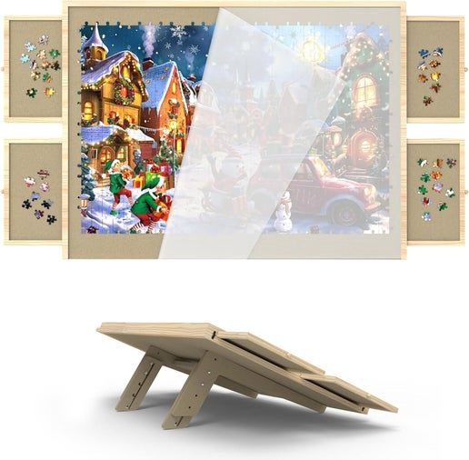 Puzzle Board - Rotates - Tilt Legs - 4 Drawers