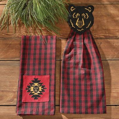 Black Bear Red Dawn Bear Handtowel