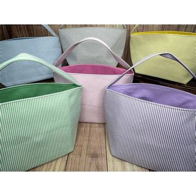 Easter Basket - Striped Seersucker