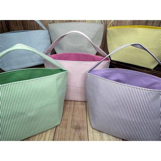 Easter Basket - Striped Seersucker