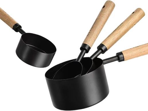 Measuring Cups - Choice of Black or Brass Wood Handle