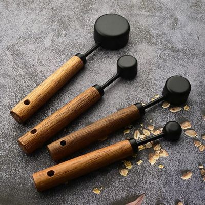 Measuring Spoons - Choice of Black or Brass - Wood Handle