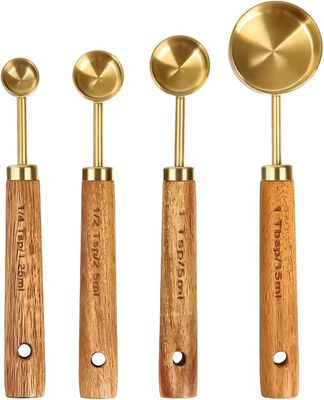 Measuring Spoons - Choice of Black or Brass - Wood Handle
