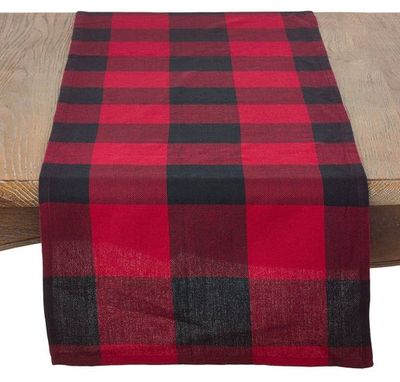 Buffalo Check Cotton Black-Red Table Runner