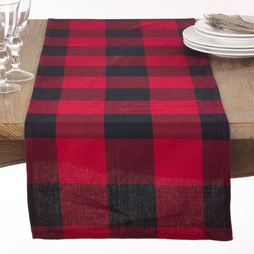 Buffalo Check Cotton Black-Red Table Runner