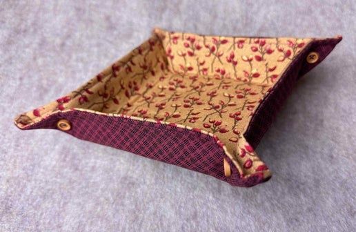 Cotton Fabric Tray with Wood Buttons