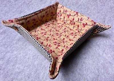 Cotton Fabric Tray with Wood Buttons