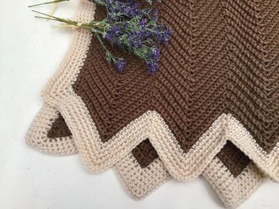 Crocheted Xtratuf Blanket in Brown and Cream