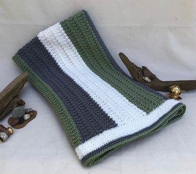 Green Gray Stripe Blanket