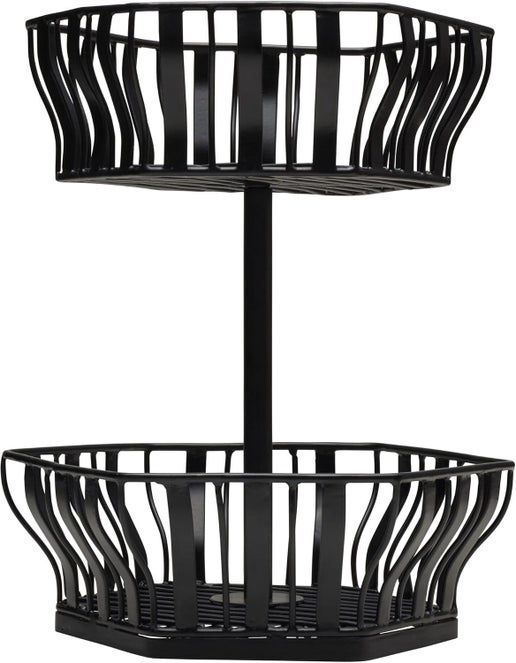 Gourmet Tiered Fruit Basket, 12.5 Inch, Black