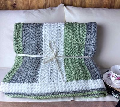 Green Gray Stripe Blanket