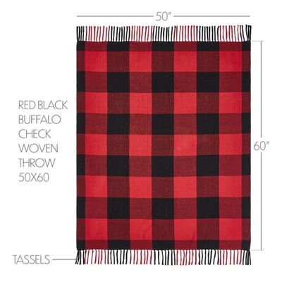 Harper Red Black Buffalo Check Woven Throw 50x60 VHC Brands - VHC Brands