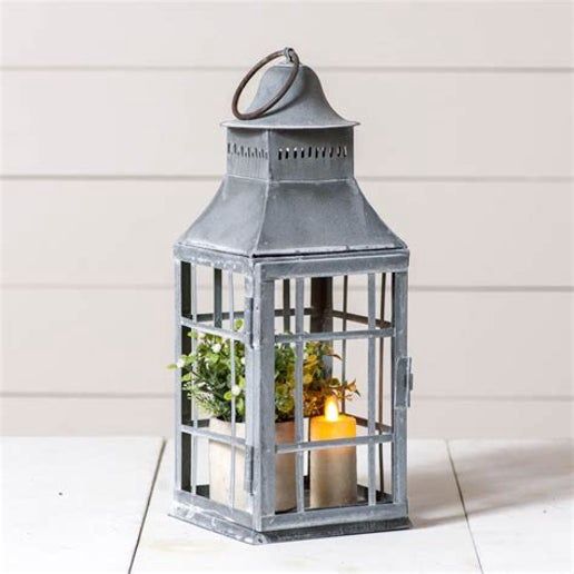 Irvins Tineware - Centerpiece Lantern in Weathered Zinc