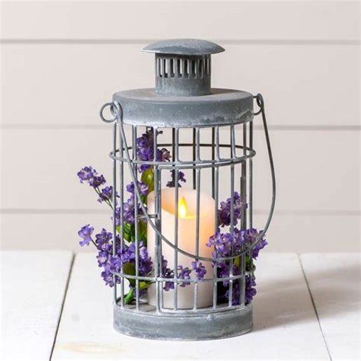 Irvins Tinware - Round Cage Lantern in Weathered Zinc