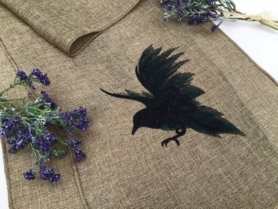 Linen Burlap Table Runner Raven