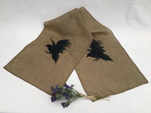 Linen Burlap Table Runner Raven