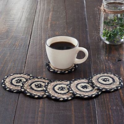Sawyer Mill Charcoal Creme Jute Coaster - VHC Brands