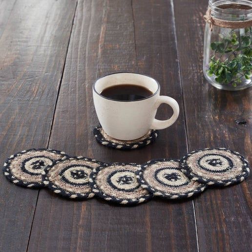 Sawyer Mill Charcoal Creme Jute Coaster - VHC Brands