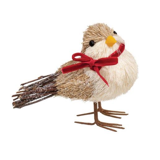 Snowy Sisal Bird w/Ribbon Scarf