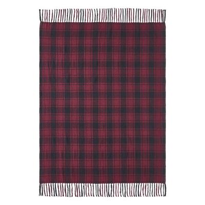 Cumberland Red Black Plaid Woven Throw 50x60