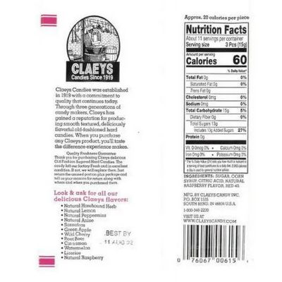 Claeys Old Fashioned Hard Candies - Raspberry