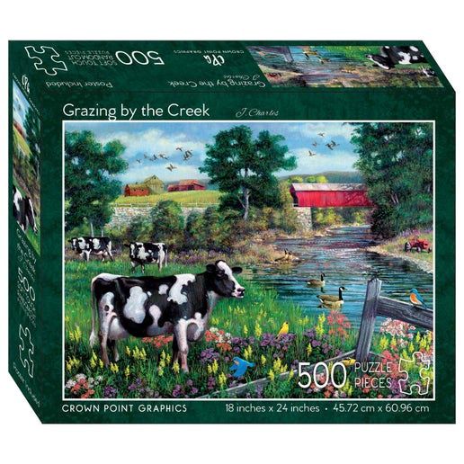 Crown Point Graphics - Grazing by the Creek - 500 Piece Jigsaw Puzzle
