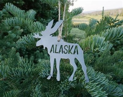 Moose Alaska Raw Steel Metal Ornament