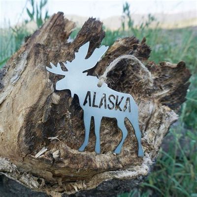 Moose Alaska Raw Steel Metal Ornament