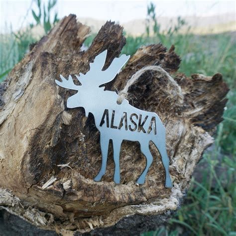 Moose Alaska Raw Steel Metal Ornament