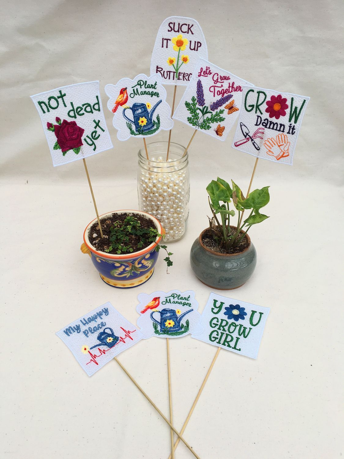 Embroidered Plant Pokes Free Standing Lace