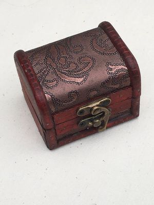 Hinged Wooden Box with Metal Clasp and Tin Top