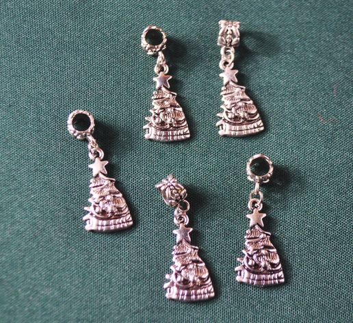 Vintage Style Christmas Dangle Bead Charm, Variation: Christmas Tree #1