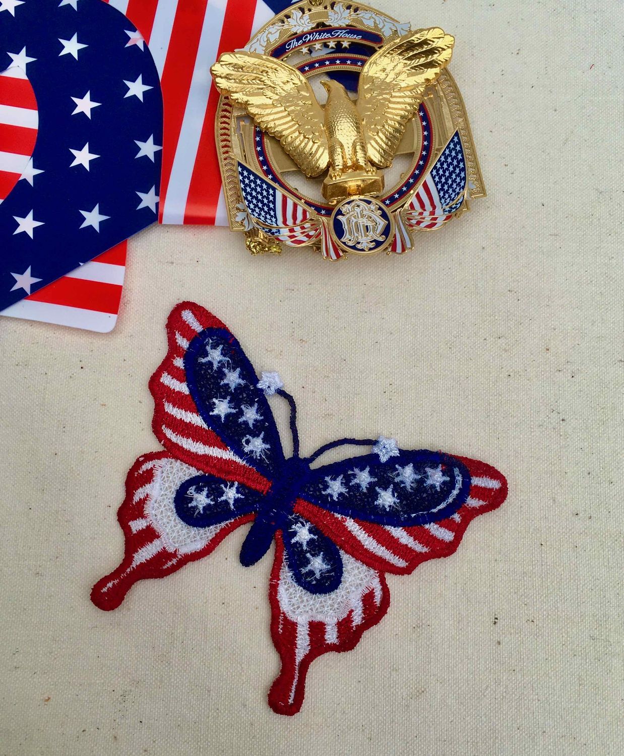 Embroidered Lace Patriotic Butterfly