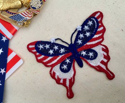 Embroidered Lace Patriotic Butterfly