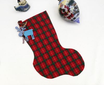 Christmas Stockings -Handmade Cotton Lined in Classic Red and Green Plaid