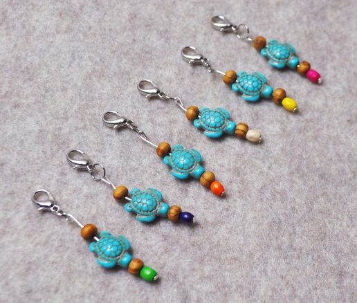 Beaded Turtle Stitch Markers for Crochet or Knitting | Set of 6