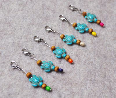 Beaded Turtle Stitch Markers for Crochet or Knitting | Set of 6