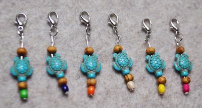 Beaded Turtle Stitch Markers for Crochet or Knitting | Set of 6