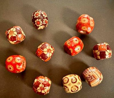 Patterned Wooden Beads | 10mm | Bag of 10