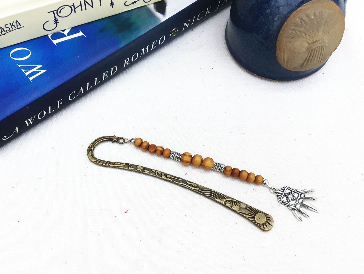 Bookmark | Wooden Beads | Grizzly Bear Charm