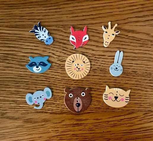 Animal Buttons, Set of 8, Two Hole Buttons