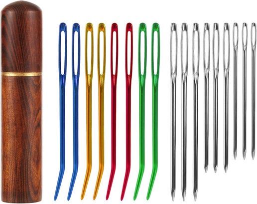 Tapestry Needle Set in Wood Storage Tube