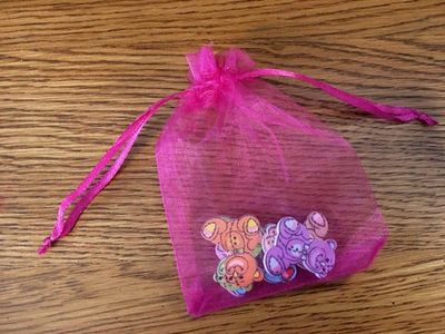 Teddy Bear Buttons - Painted Two Hole Wood - Set of 6