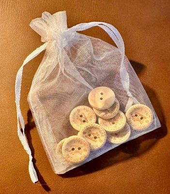Wood Buttons | Made With Love &amp; Sewing Machine | 2 Hole Button | Bag of 10