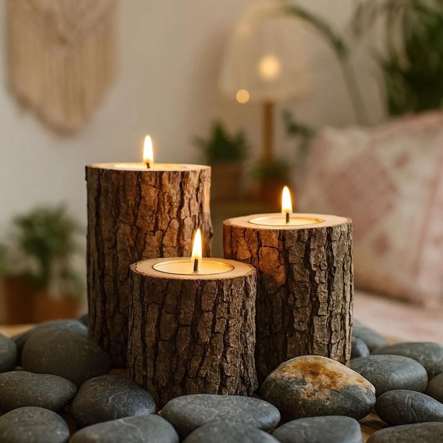 Sculpted Resin Candle Holder, Pilars - Set of 3