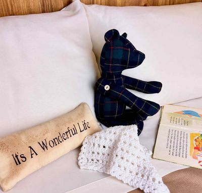Plush Teddy Bear Handmade with Vintage Tartan Wool Fabric