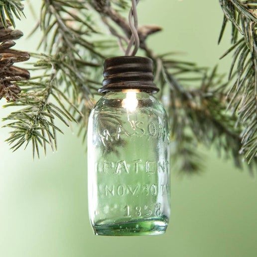 Glass Mason Jar Ornament for Christmas Lights 3.5"