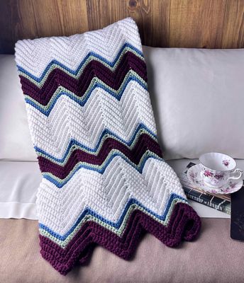 Chevron Burgundy &amp; White Throw