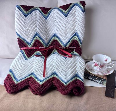 Chevron Burgundy &amp; White Throw